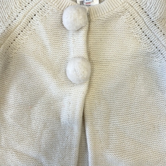 Jacadi ivory knit wool blend Pom Pom cardigan sweater - Picture 2 of 5